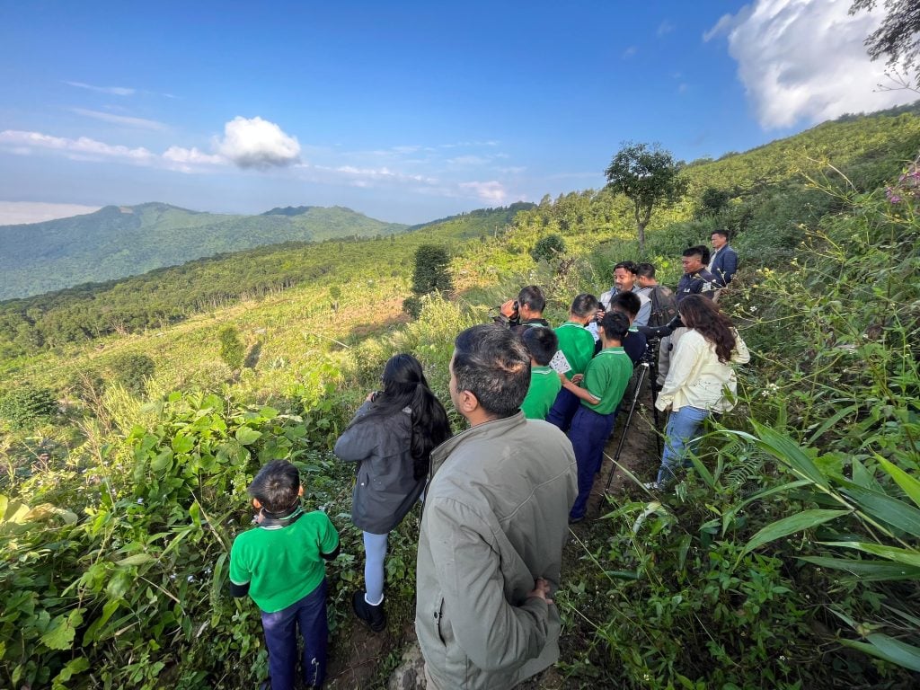 Birding with students at Wokha during Tokhü Emong Bird Count